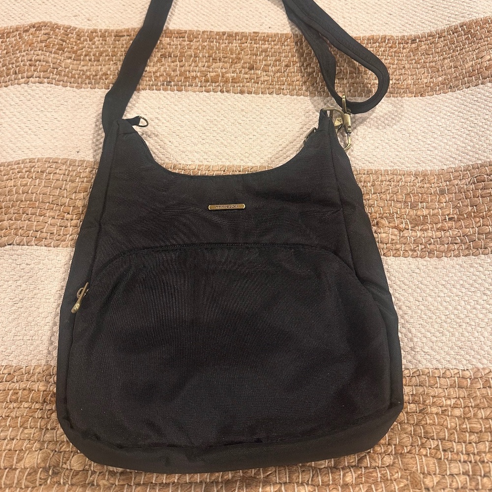Travelon Black Crossbody with Brass Accents